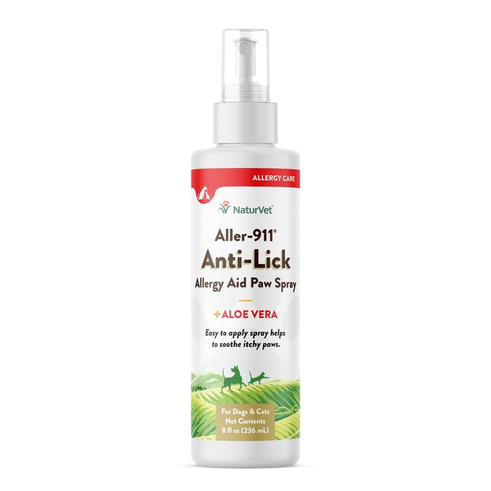 NaturVet Aller-911 Anti-Lick Allergy Aid Paw Spray Plus Aloe Vera for Dogs and Cats Spray 8 oz product detail number 1.0