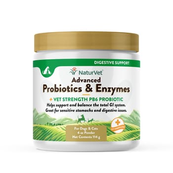 NaturVet Advanced Probiotics & Enzymes Plus Vet Strength PB6 Probiotic Supplement for Dogs and Cats Powder 4 oz-product-tile