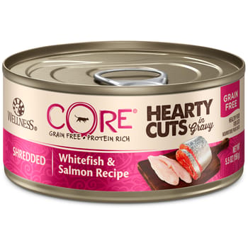 Wellness CORE Hearty Cuts Natural Grain Free Whitefish & Salmon Canned Wet Cat Food - 5.5 oz Cans - Case of 24-product-tile