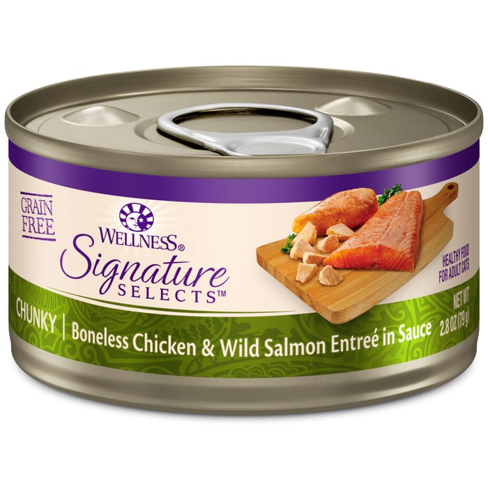 Wellness CORE Signature Selects Natural Grain Free Chunky Chicken & Salmon Canned Wet Cat Food - 2.8 oz Cans - Case of 12 product detail number 1.0