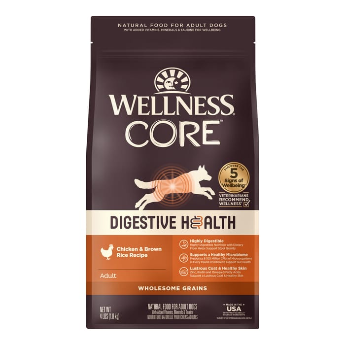 Wellness CORE Digestive Health Chicken & Brown Rice Dry Dog Food - 4 lb Bag product detail number 1.0