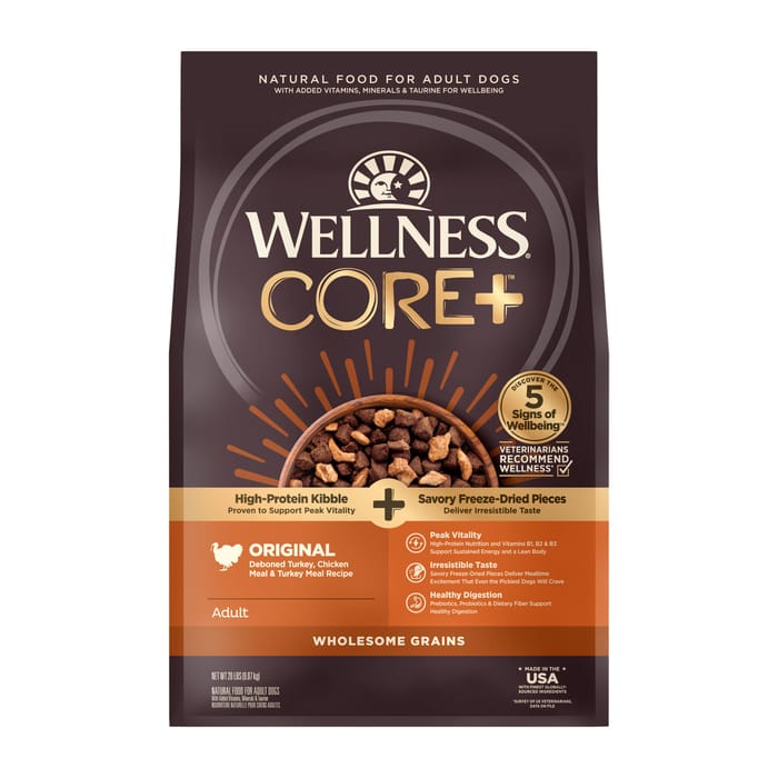 Wellness CORE+ Natural Grained Original Turkey & Chicken with Freeze Dried Turkey Dry Dog Food - 20 lb Bag product detail number 1.0