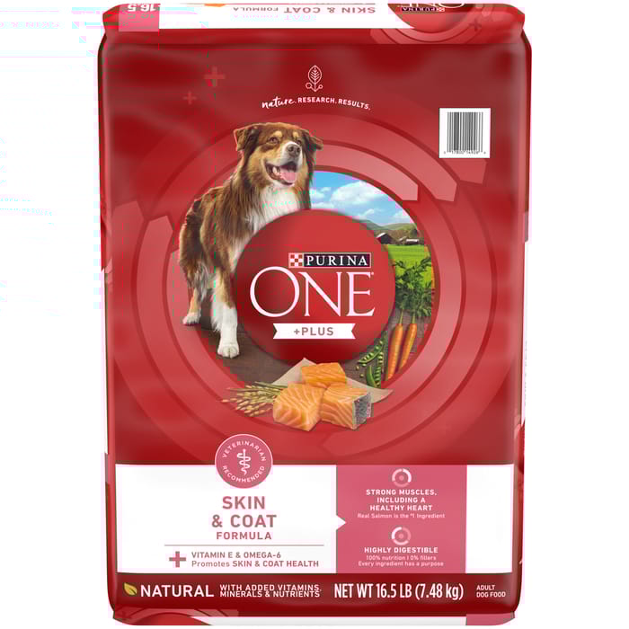 Purina ONE +Plus Skin & Coat Formula Sensitive Stomach Salmon Dry Dog Food 16.5 lb Bag product detail number 1.0