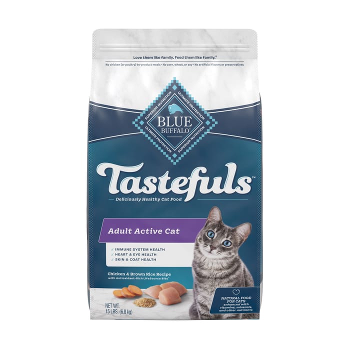 Blue Buffalo BLUE Tastefuls Active Adult Chicken and Brown Rice Recipe Dry Cat Food 15 lb Bag product detail number 1.0