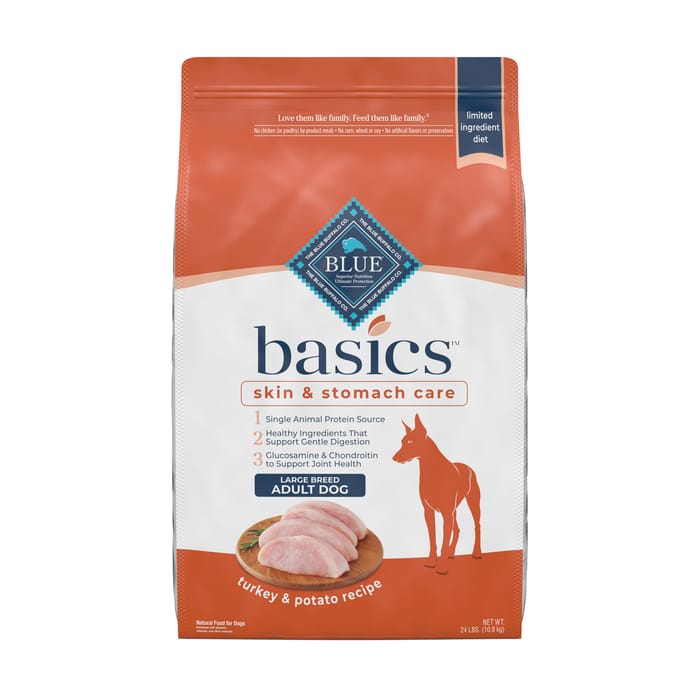 Blue Buffalo BLUE Basics Large Breed Adult Skin & Stomach Care Turkey & Potato Recipe Dry Dog Food 24 lb Bag product detail number 1.0