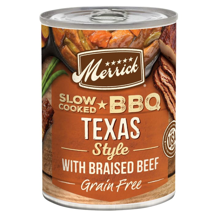 Merrick Grain Free Slow Cooked BBQ Texas Style Beef Canned Dog Food 12.7-oz, Case of 12 product detail number 1.0