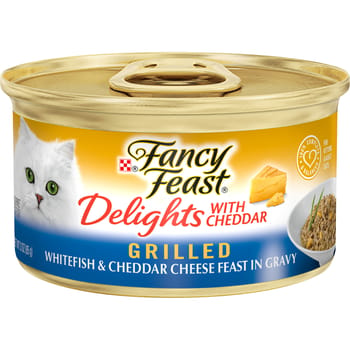 Fancy Feast Delights Grilled Whitefish & Cheddar Cheese Feast Wet Cat Food 3 oz. Can - Case of 24-product-tile