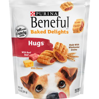 Purina Beneful Baked Delights Hugs With Real Beef & Cheese Dog Treats 8.5 oz Pouch-product-tile