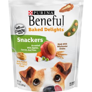 Purina Beneful Baked Delights Snackers with Peanut Butter Dog Treats 9.5 oz Pouch-product-tile