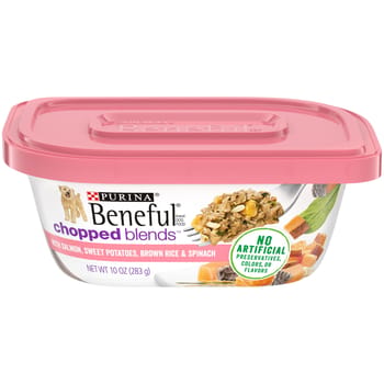 Purina Beneful Chopped Blends with Salmon, Sweet Potatoes, Brown Rice & Spinach Wet Dog Food 10 oz Tub - Case of 8-product-tile