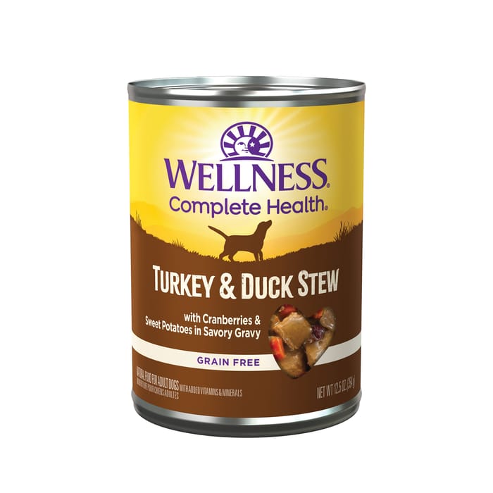 Wellness Complete Health Grain Free Turkey & Duck Stew with Sweet Potatoes & Cranberries Wet Dog Food 12.5 oz Can - Case of 12 product detail number 1.0