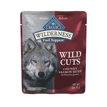 Blue Buffalo BLUE Wilderness Wild Cuts Trail Toppers Adult Chunky Salmon Bites in Hearty Gravy Dog Food Topper  3 oz Pouch - Case of 24-product-tile