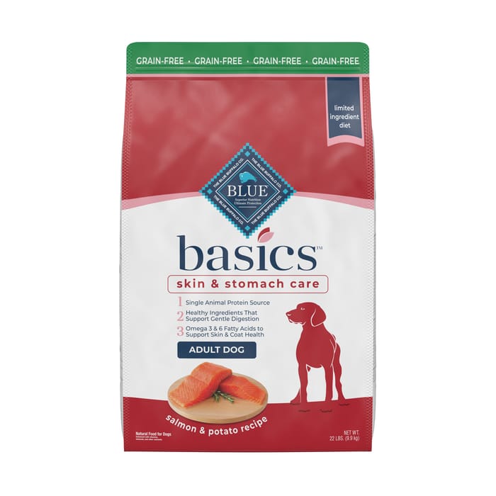 Blue Buffalo BLUE Basics Adult Skin & Stomach Grain-Free Salmon and Potato Recipe Dry Dog Food 22 lb Bag product detail number 1.0