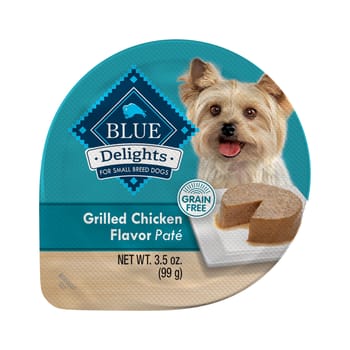 Blue Buffalo BLUE Delights Adult Grilled Chicken Flavor in Savory Juices Small Breed Wet Dog Food 3.5 oz Cup - Case of 12-product-tile