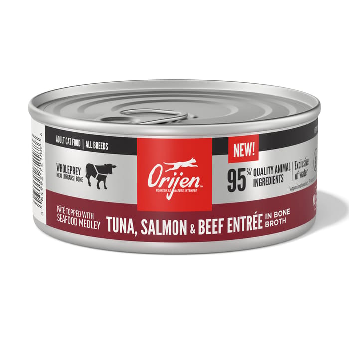 ORIJEN Tuna, Salmon + Beef Entree in Bone Broth Wet Cat Food 5.5 oz Can - Case of 12 product detail number 1.0