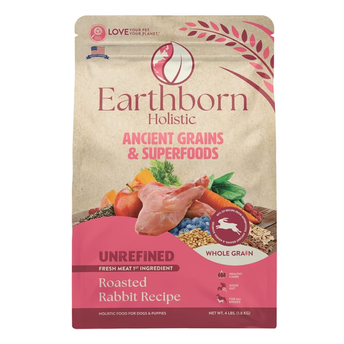 Earthborn Holistic Ancient Grains & Superfoods Unrefined Roasted Rabbit Recipe Dry Dog Food 4 lb Bag product detail number 1.0