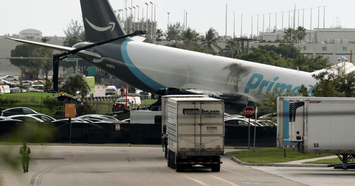 NBC News image for Plane with Amazon logo crashes outside Miami airport - NBC News