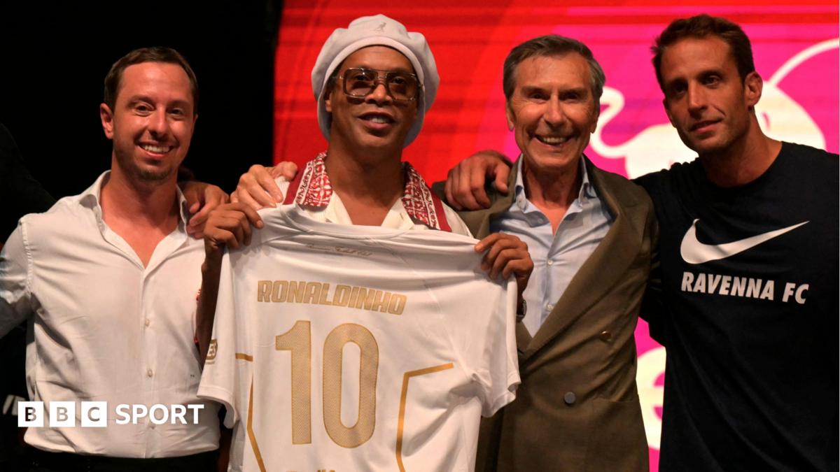 BBC News image for Ronaldinho: Brazil legend in comeback with Italian side Ravenna aged 46 - BBC