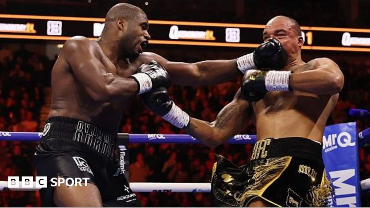 BBC News image for Dubois vs Wardley 2: Londoner retains title with dominant second-round stoppage - BBC