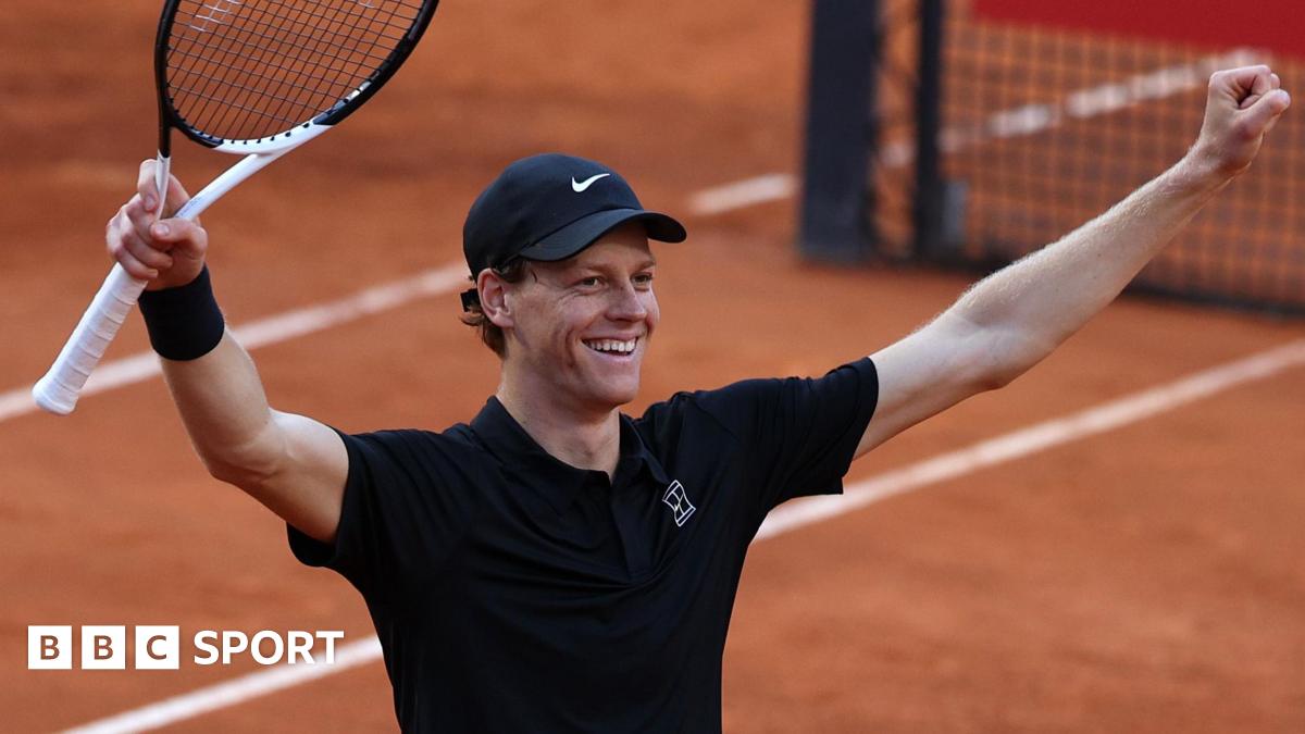 BBC News image for How does Jannik Sinner compare to Djokovic, Nadal and Federer after Italian Open win? - BBC
