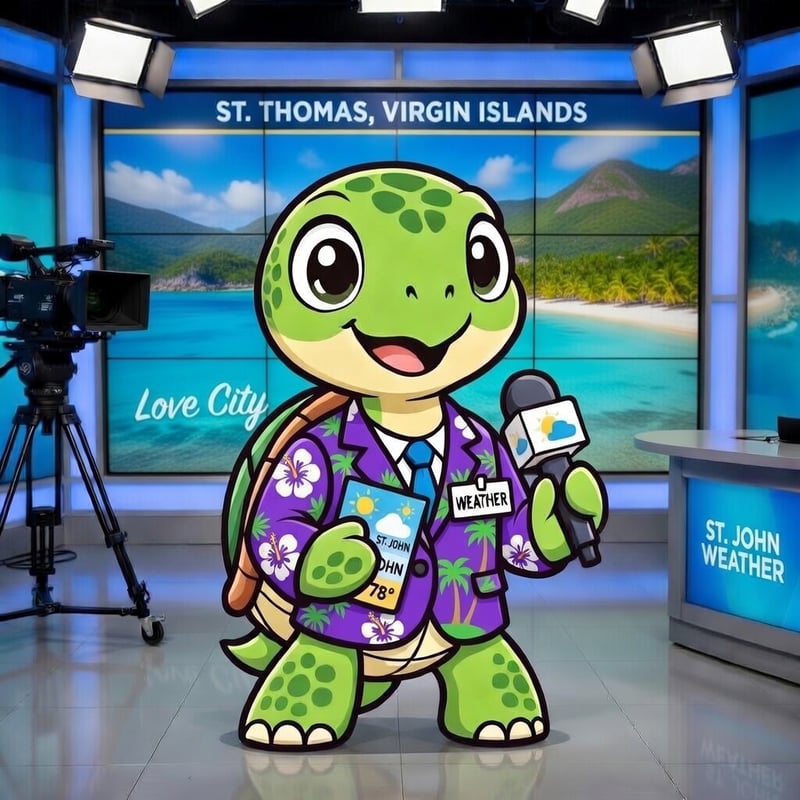 Illustrated USVI News weather graphic for St. John.