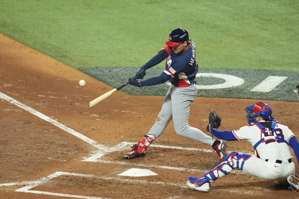 Associated Press image for Henderson starts at third for US over Bregman, then homers in WBC - AP News