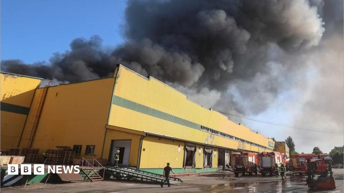 BBC News image for Nine killed in strikes on Kyiv, as Ukraine sinks Russian ship