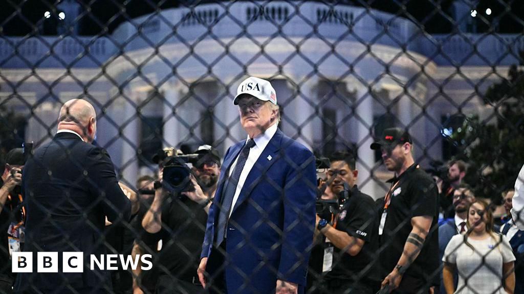 BBC News image for Group planned to attack White House UFC event using snipers and drones, FBI says - BBC