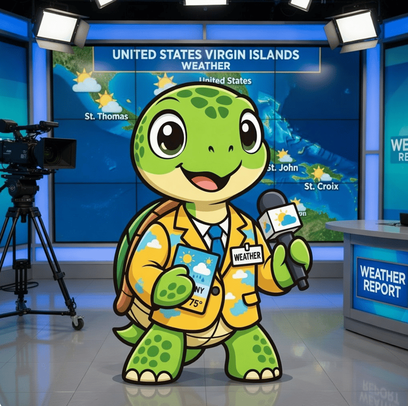 Illustrated USVI News weather alert graphic for the U.S. Virgin Islands.