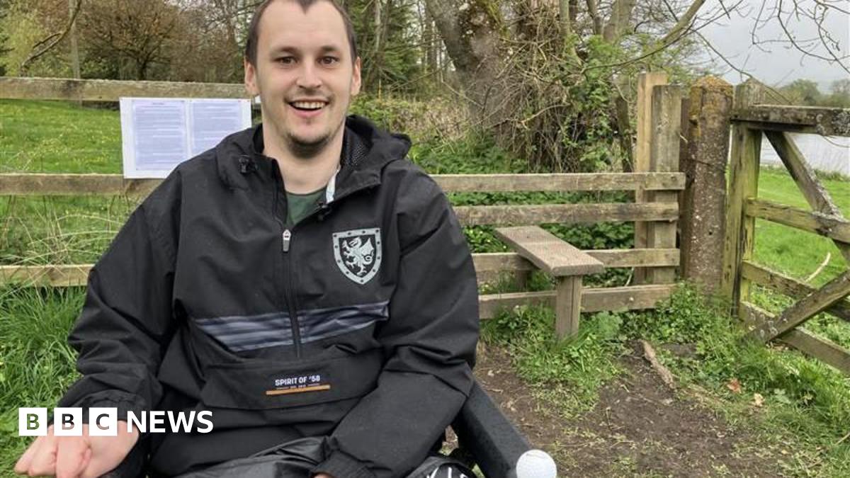 BBC News image for Denbighshire cyclists and wheelchair users can't access £1m path