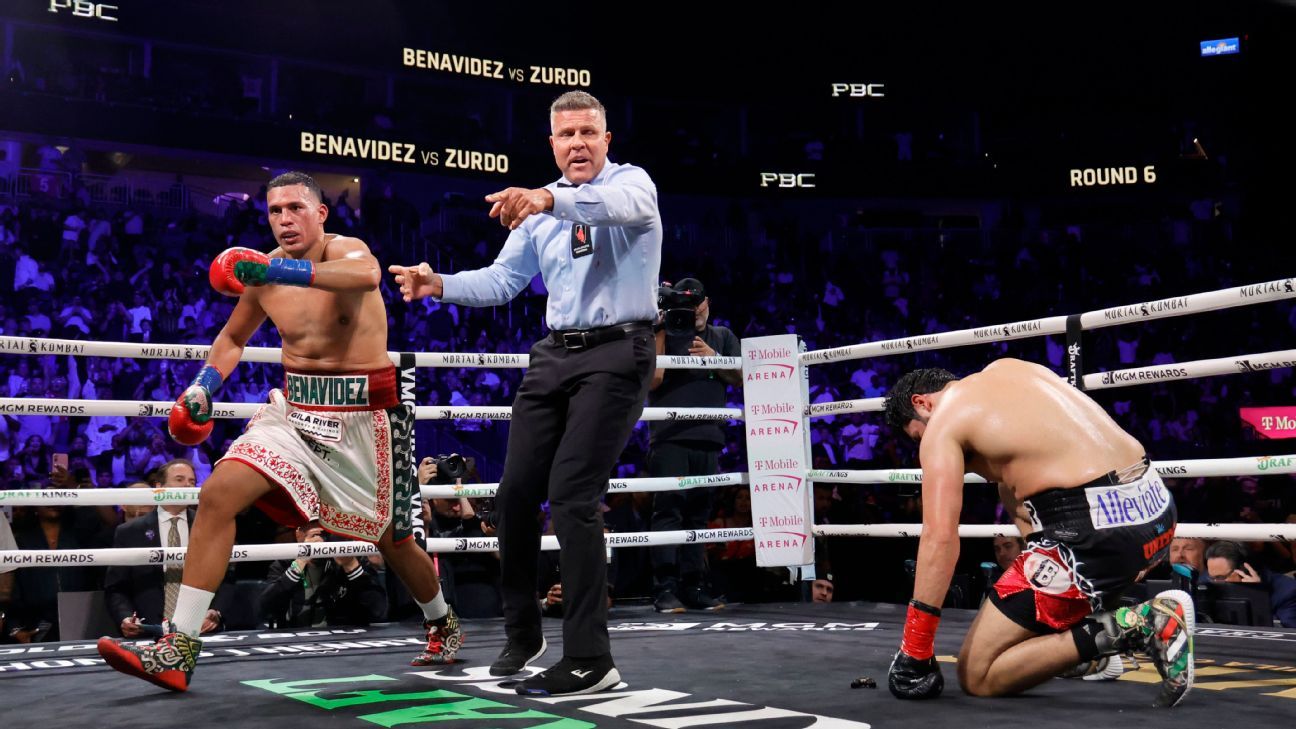 ESPN image for Boxing results: Benavidez stops Ramirez, becomes three-division champ - ESPN