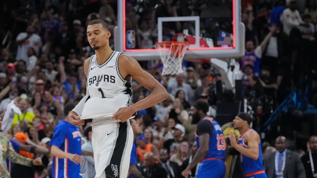 ESPN image for Wemby rues costly turnover as Spurs fall in Game 2 of NBA Finals - ESPN