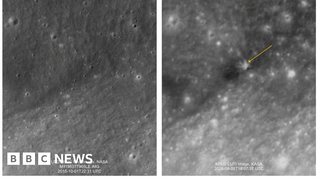 BBC News image for South Korea space agency shares Moon images after SpaceX rocket debris crash - BBC