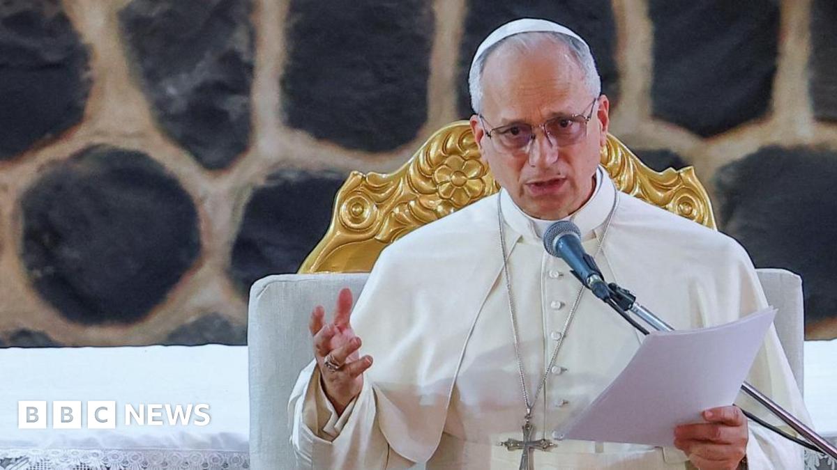 BBC News image for Pope criticises 'tyrants' who spend billions on wars, days after Trump spat