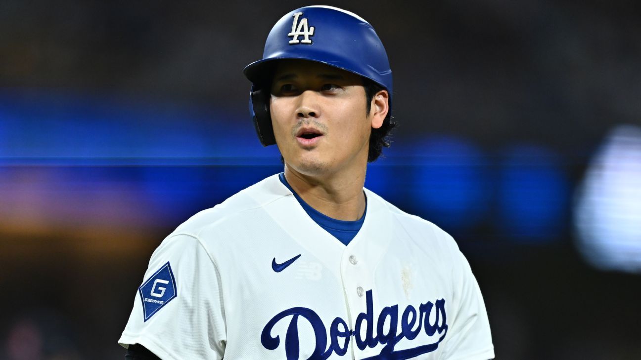 ESPN image for Roberts moves struggling Ohtani to No. 5 spot for NLDS Game 3 - ESPN