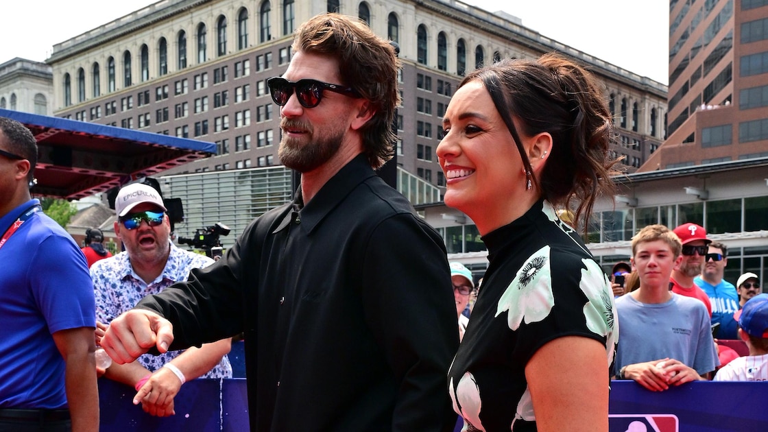 Bleacher Report image for Bryce Harper, Paul Skenes, Livvy Dunne, More Show Off Outfits on MLB All-Star Red Carpet - Bleacher Report