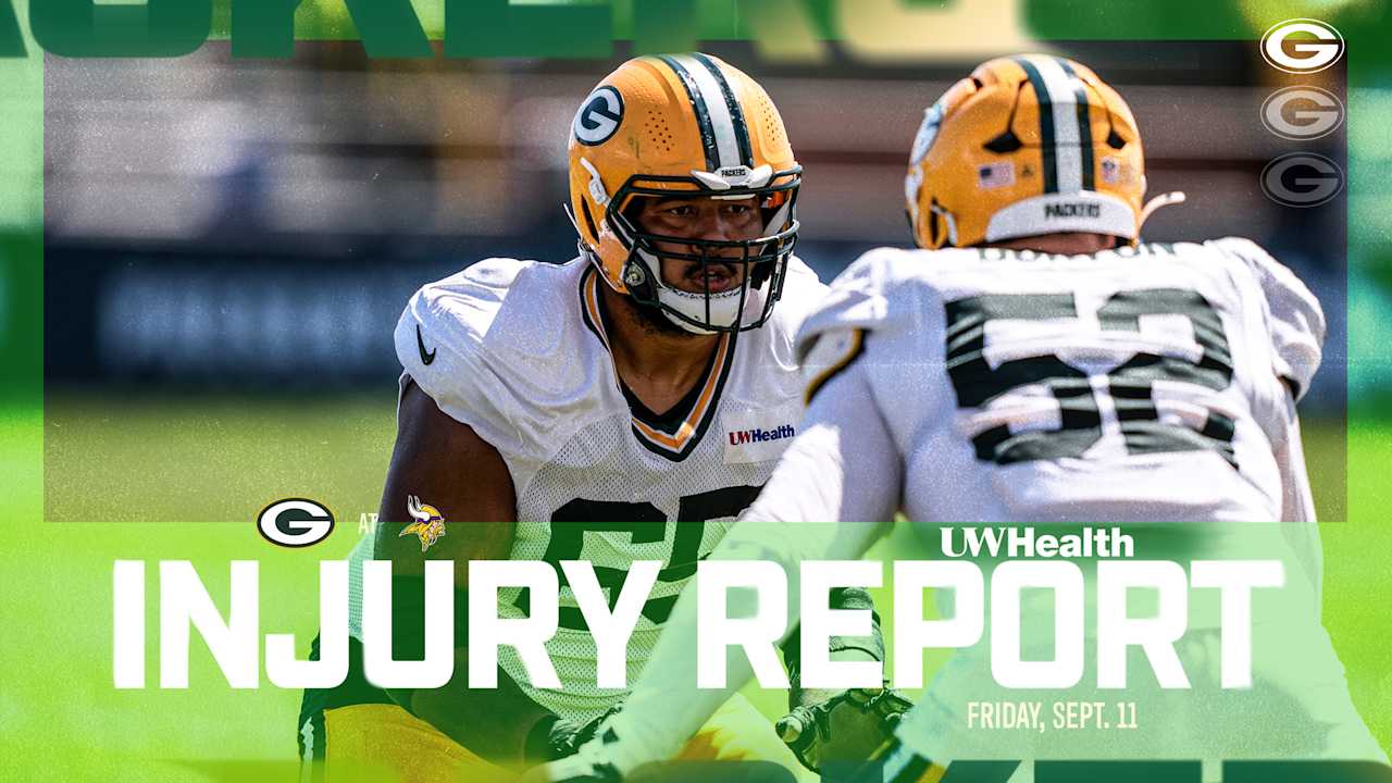 NFL News image for Packers list three questionable vs. Vikings | Week 1 Injury Report - packers.com