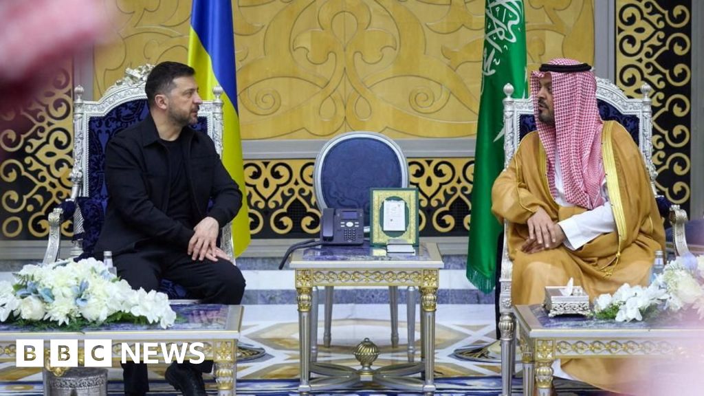 BBC News image for Ukraine signs deal with Saudi Arabia offering drone expertise - BBC