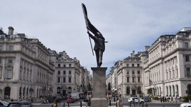 CNN image for Banksy’s new flag-wielding London statue satirizes blind patriotism - CNN