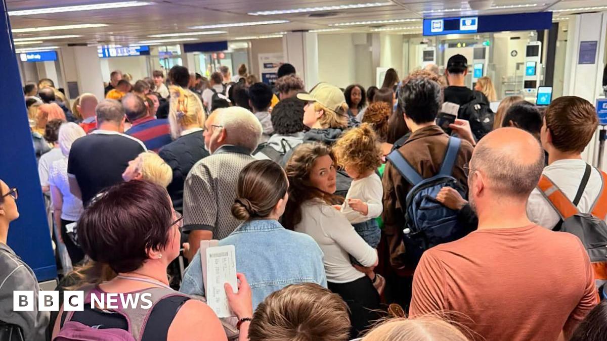 BBC News image for EasyJet passengers describe new EU border controls 'nightmare'