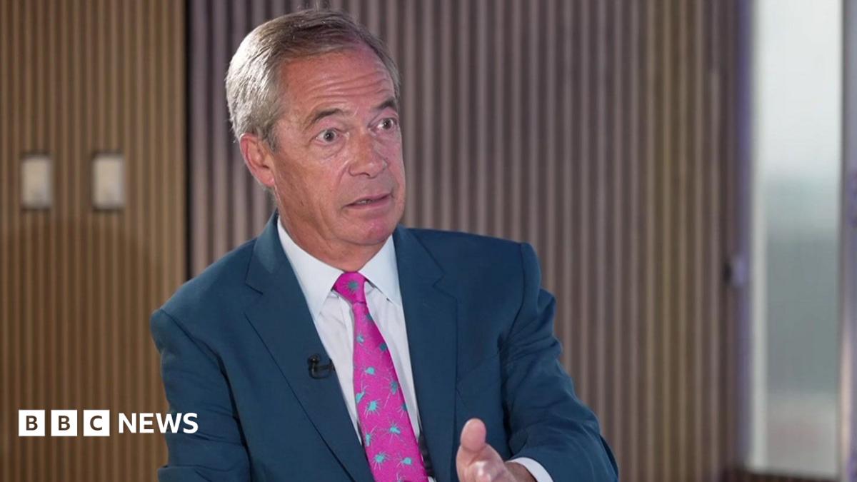 BBC News image for Reform up against 'complainants' society', Nigel Farage tells BBC