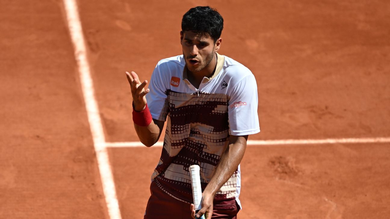 ESPN image for French Open fines Paraguay's Vallejo $65K for sexist ump remark - ESPN