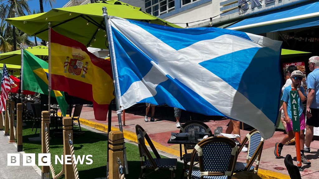 BBC News image for From Boston to Miami: Tartan Army adjusts to World Cup culture shock - BBC