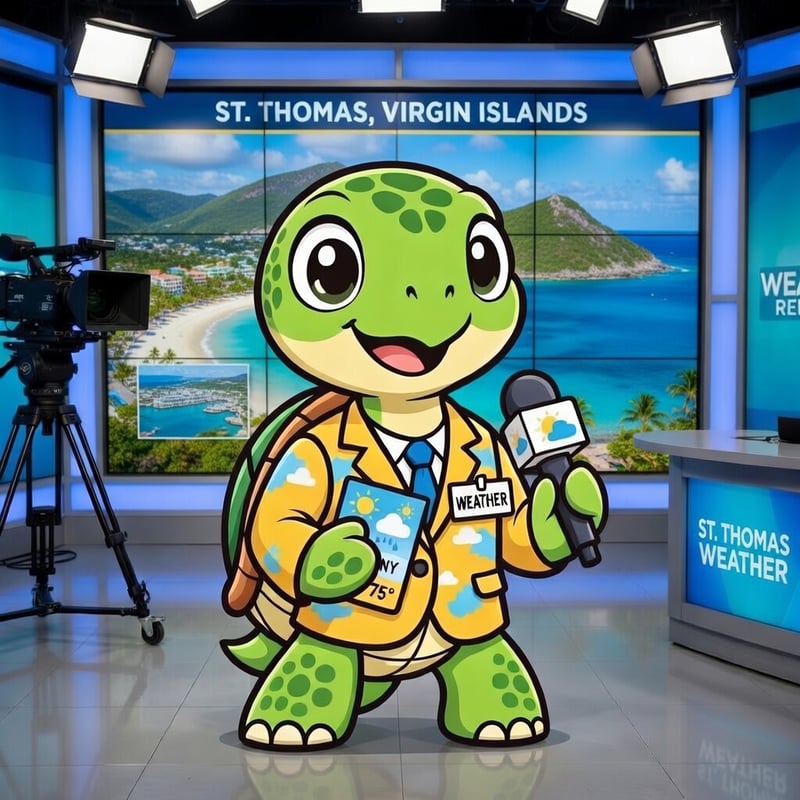 Illustrated USVI News weather graphic for St. Thomas.