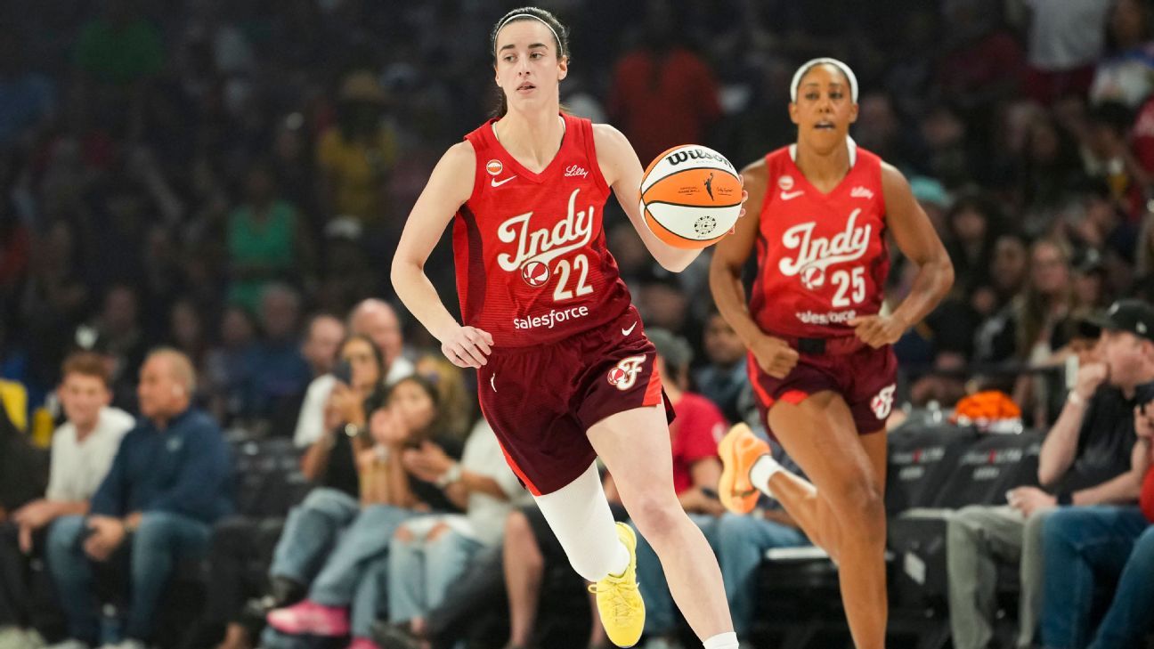 ESPN image for Fever beat Aces again as Caitlin Clark scores 12 in 24 minutes - ESPN