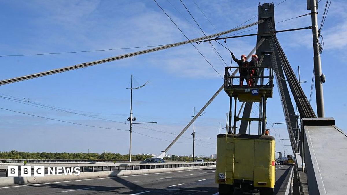 BBC News image for Russia hits second major bridge in Ukraine's capital Kyiv