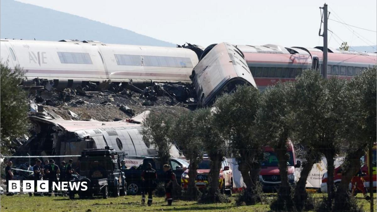 BBC News image for Audio reveals exchanges between control centre and drivers before deadly Spain train crash - follow live - BBC
