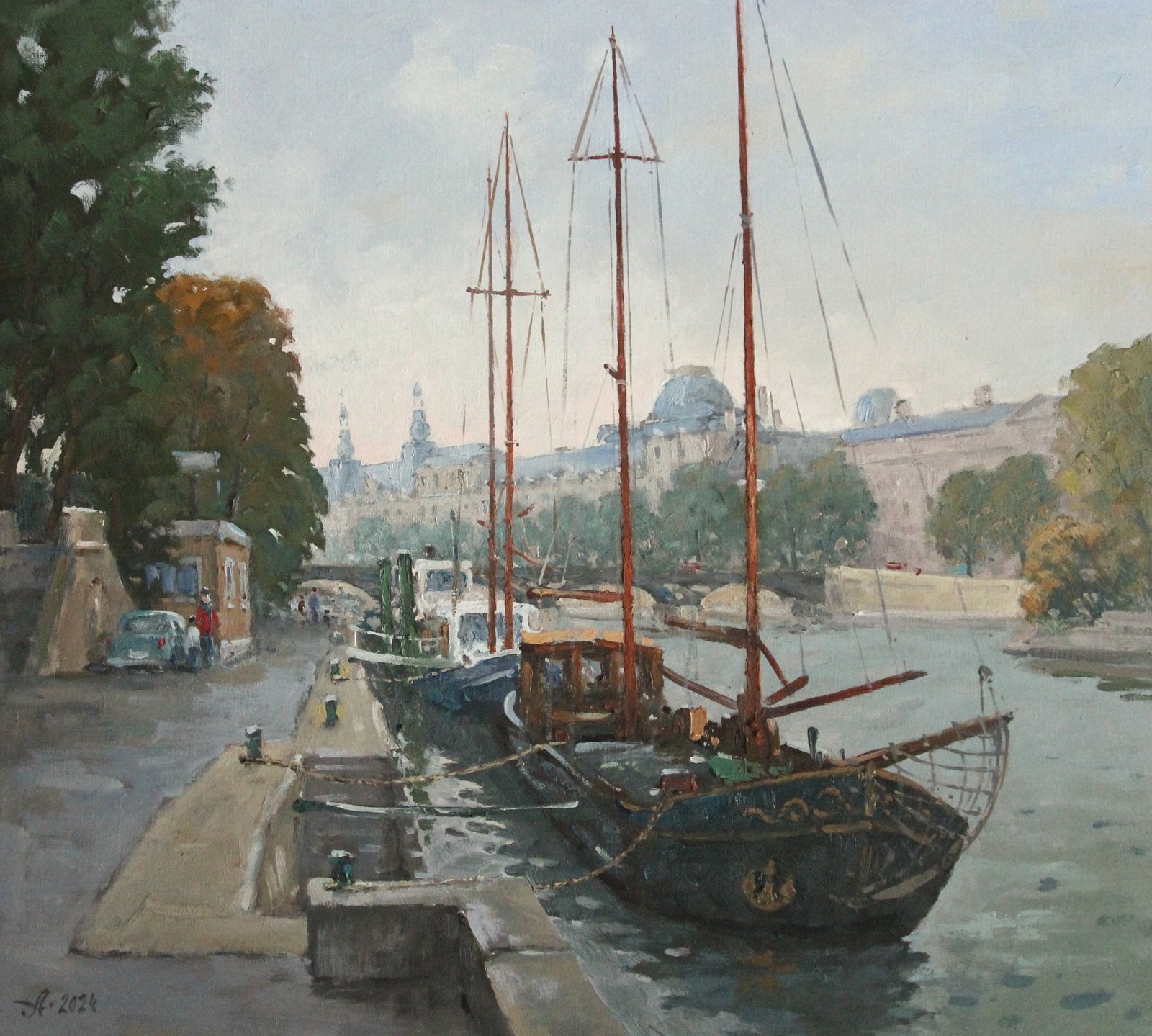 Набережная де Конти, Александр Александровский — Масло, холст, 45 × 50 см