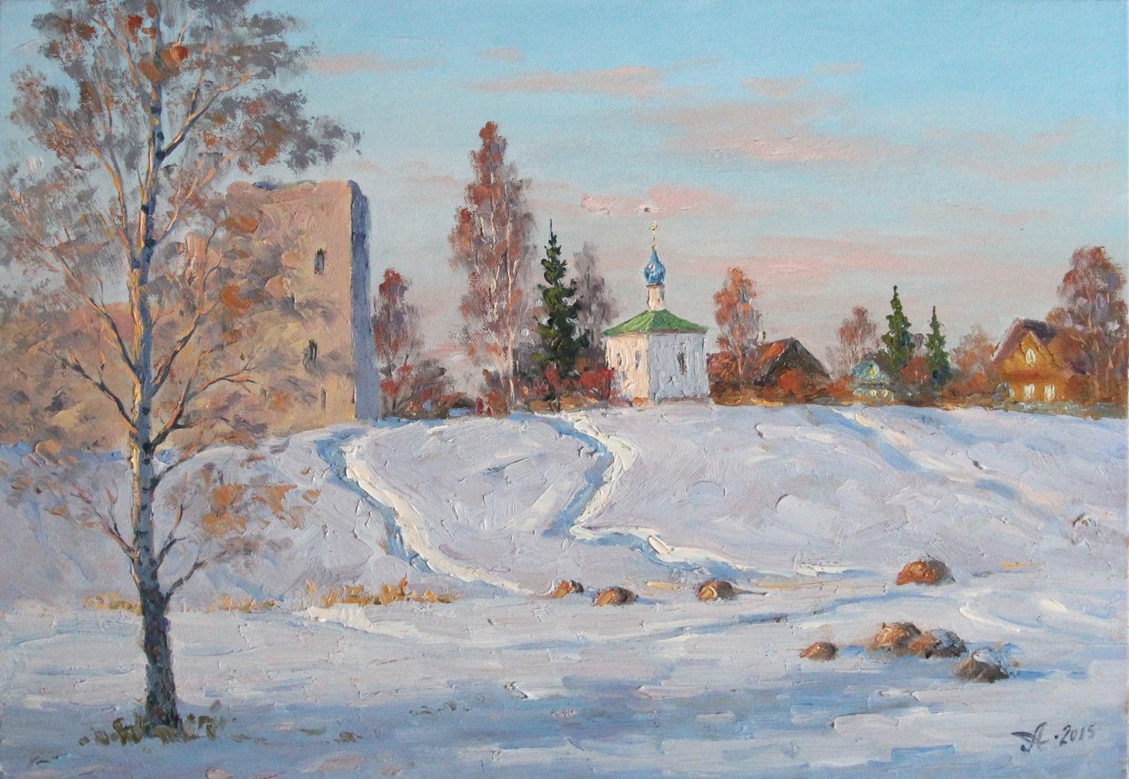 Изборское утро, Александр Александровский — Масло, холст, 35 × 50 см