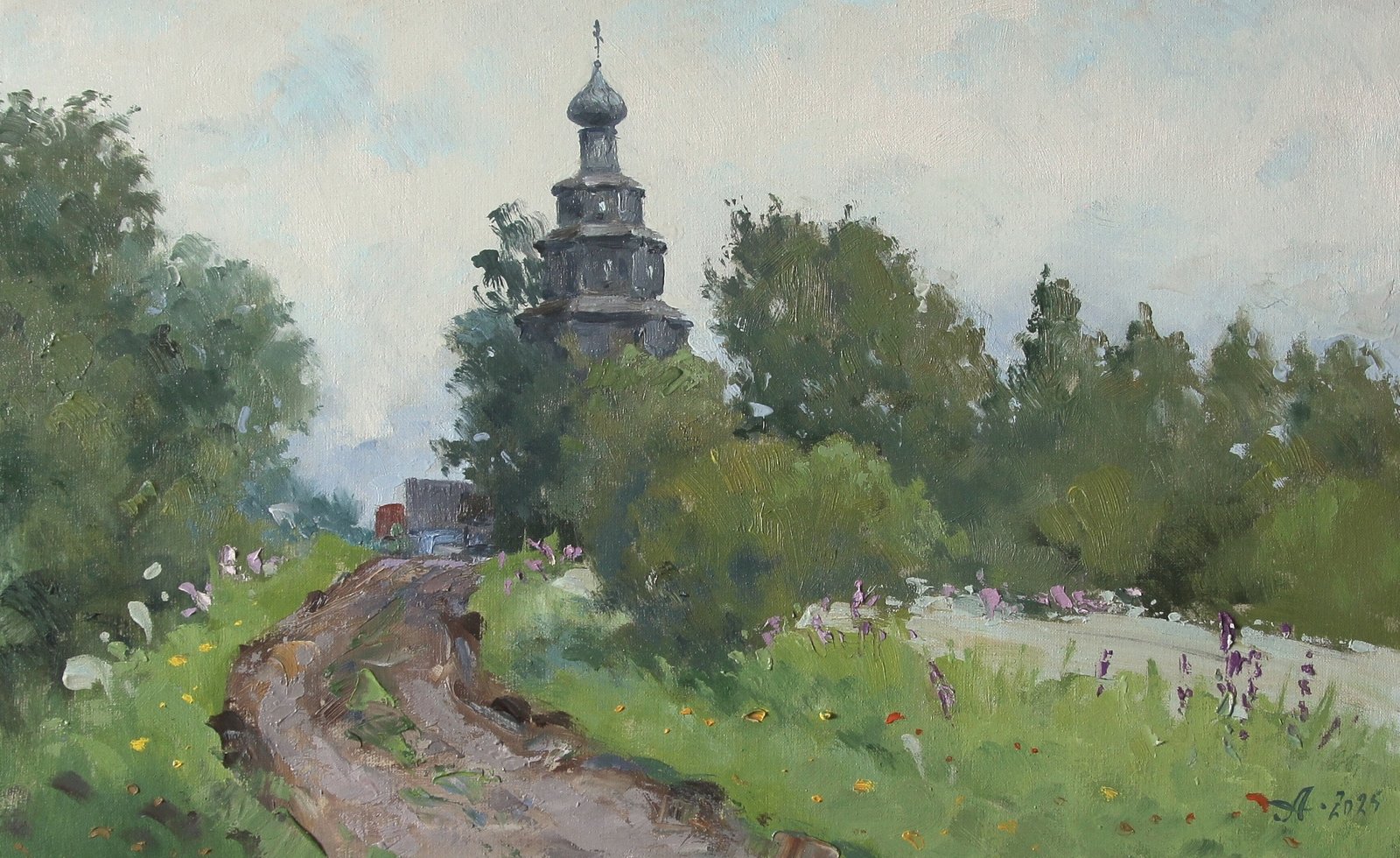 Торжок. Этюд, Александр Александровский — Масло, холст, 25 × 40 см